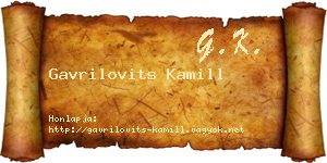 Gavrilovits Kamill névjegykártya